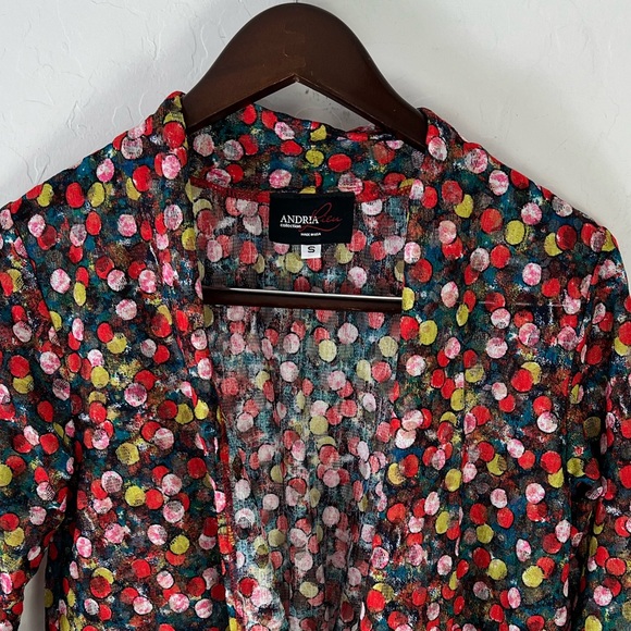 Andria Leiu Blouse Size Small dots circles - Picture 5 of 6